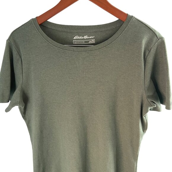 Eddie Bauer Women's Cotton Blend Short Sleeve Top Size TXL Talls Olive Green - Picture 3 of 7